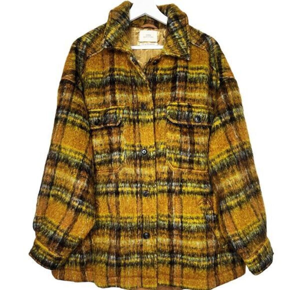 URBAN OUTFITTERS Harlow Plaid Oversized Shirt Jacket Shacket Fully Lined Size L‎